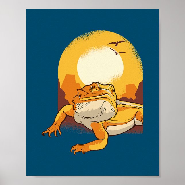 Póster Bearded Dragon Vintage Retro  (Frente)