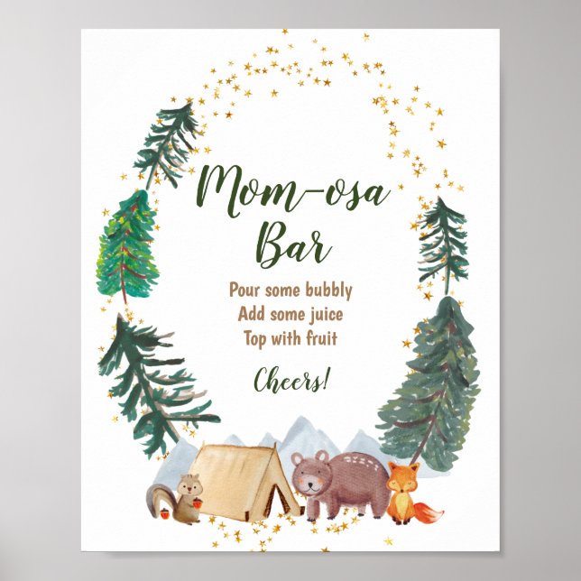 Póster Bearly Wait Baby Shower Girl Momosa Bar Sign (Frente)