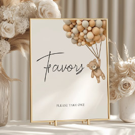 Póster Bearly Wait Balloon Baby Shower favorece el Rótulo