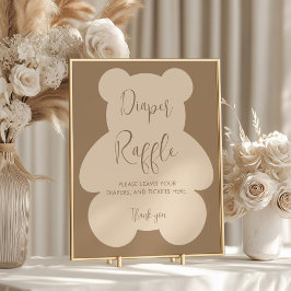 Póster Bearly Wait Beige Baby Shower Diaper Raffle