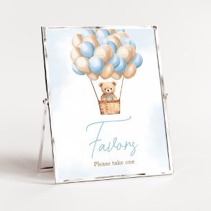 Póster Bearly Wait Blue Hot Air Balloon Baby Favorita