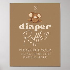 Póster Bearly Wait Moderno Baby Shower Diaper Raffle
