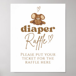 Póster Bearly Wait Moderno Baby Shower Diaper Raffle