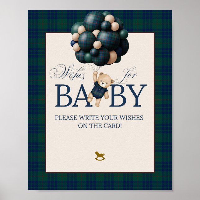 Póster Bearly Wait Preppy Teddy Balloon Baby Shower (Frente)