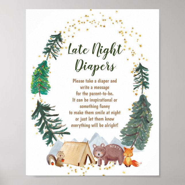 Póster Bearly Waits late night diapers game poster (Frente)