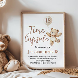 Póster Beary Birday Bear Balloon Time Capsule Poster