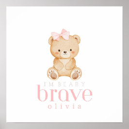 Póster beary brave childhood cancer sick kids custom name