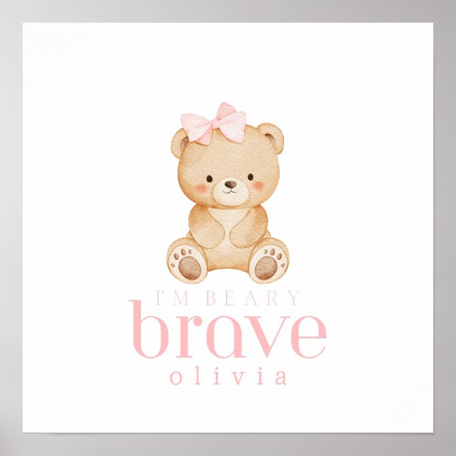 Póster beary brave childhood cancer sick kids custom name (Frente)