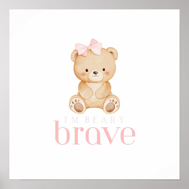 Póster beary brave childhood cancer sick kids cute (Frente)