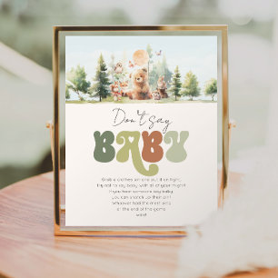Póster Beary Cute Woodland no dice juego de Baby Shower