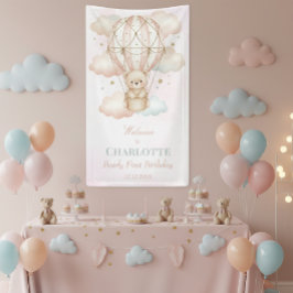 Póster Beary  Hot Air Balloon 1st Birthday Welcome