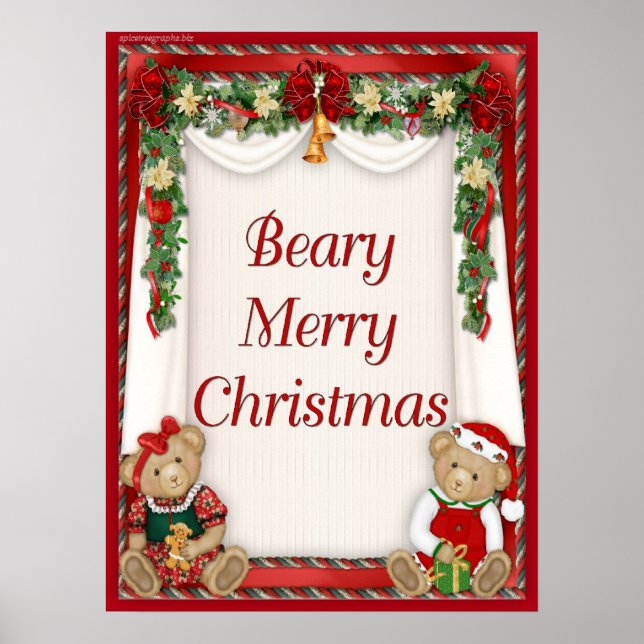 Póster Beary Merry Christmas (Frente)