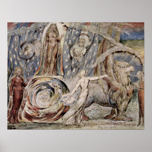 Póster Beatrice habla con Dante por William Blake