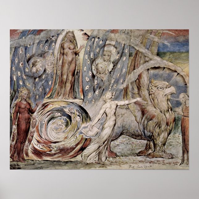 Póster Beatrice habla con Dante por William Blake (Frente)