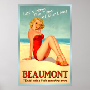 Póster BEAUMONT Texas Nuevo Original Gulf Beach Viaje