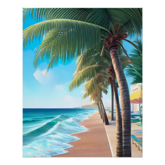 Póster Beautiful AI design-Cool summer beach design.