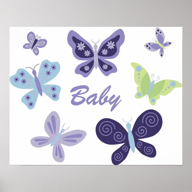 Póster Beautiful Butterflies Nursery (Frente)