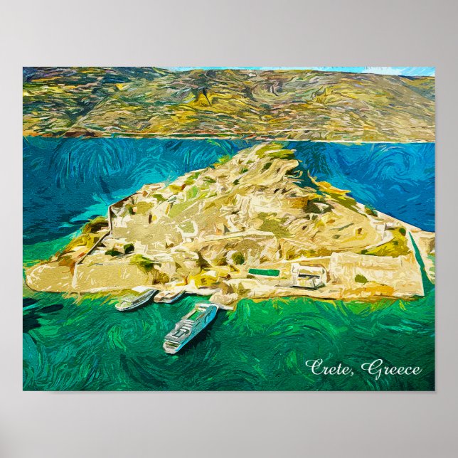 Póster Beautiful Crete Greece Scenery Oil Paint (Frente)