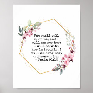 Póster Beautiful Flowers Psalm 91 Poster