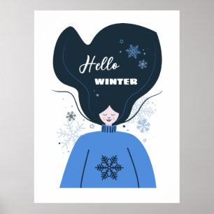 Póster Beautiful girl Hello Winter