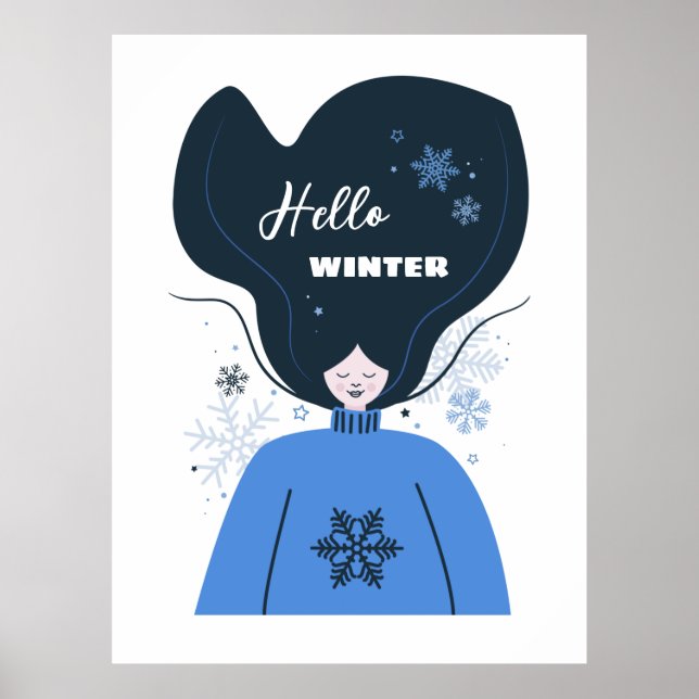 Póster Beautiful girl Hello Winter (Frente)
