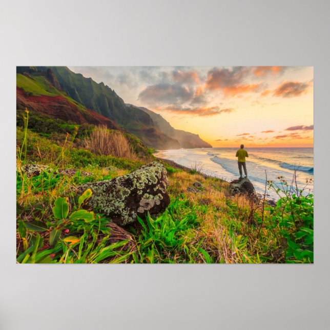 Póster Beautiful Hawaii Beach | Sun Sand & Green Paradise (Frente)