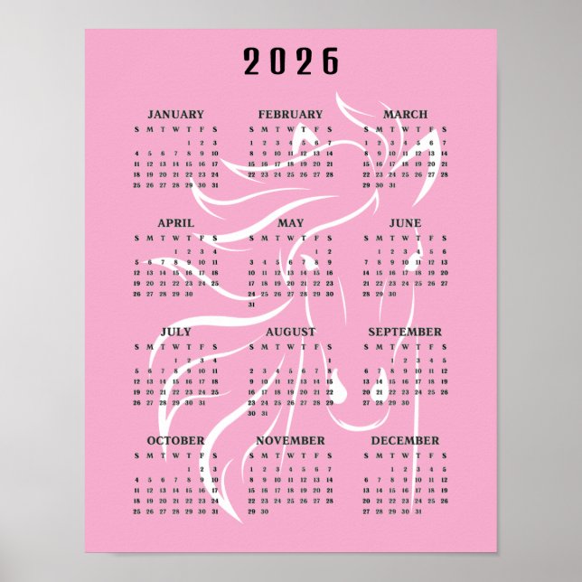 Póster Beautiful Horse Design 2026 Wall Calendar (Frente)