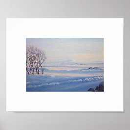 Póster Beautiful Icelandic winter landscape painting art 