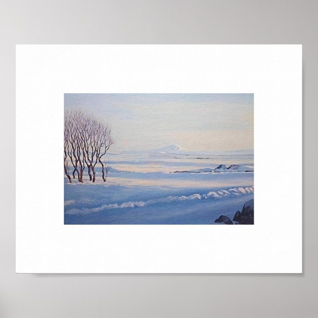 Póster Beautiful Icelandic winter landscape painting art  (Frente)
