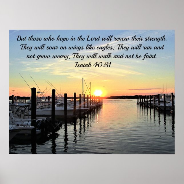 PÓSTER BEAUTIFUL ISAIAH 40:31 SUNSET OVER THE LAKE (Frente)