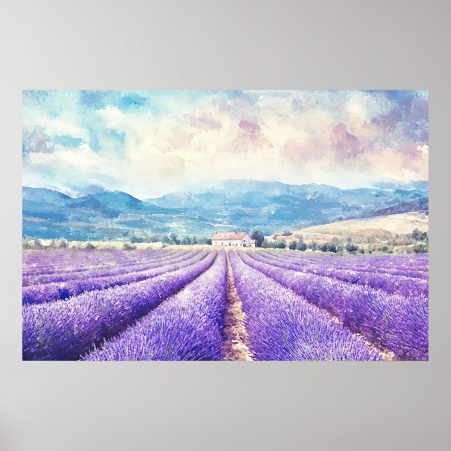 Póster Beautiful lavender fields (Frente)