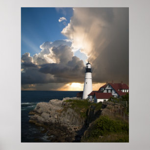 Póster Beautiful Lighthouse at Sunset