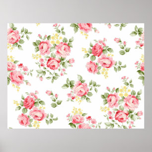 Póster Beautiful rose flower pattern, little floral bouqu