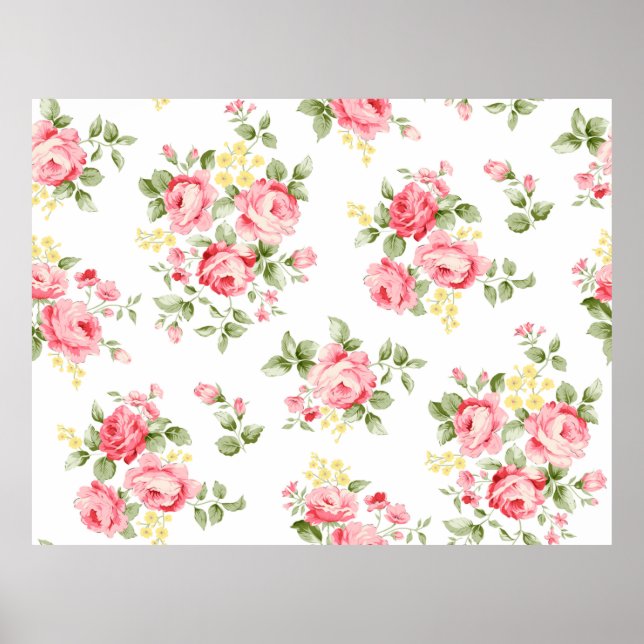 Póster Beautiful rose flower pattern, little floral bouqu (Frente)