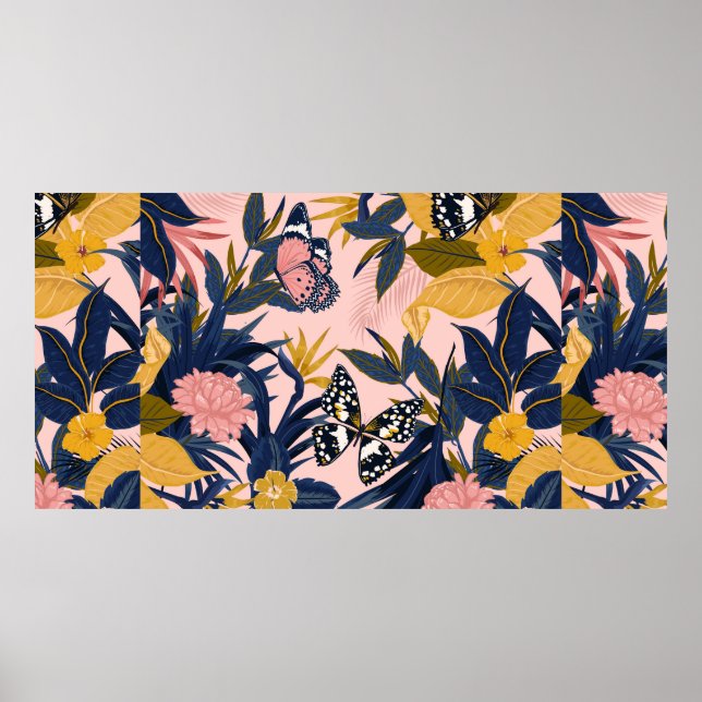 Póster Beautiful seamless artistic sweet tropical pattern (Frente)