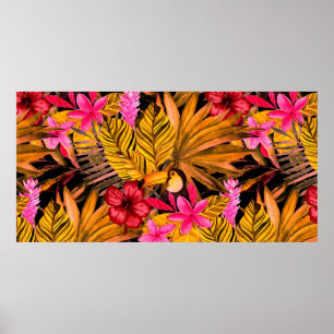 Póster Beautiful seamless floral summer pattern backgroun