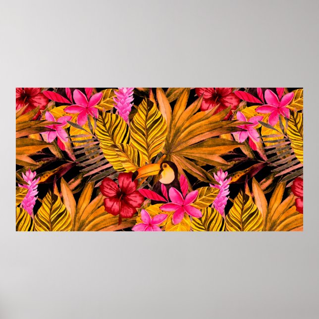 Póster Beautiful seamless floral summer pattern backgroun (Frente)