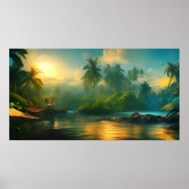 Póster Beautiful Tropical South Pacific Island landscape