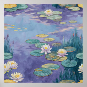Póster Beautiful Water Lilies Monet Art