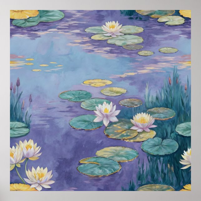 Póster Beautiful Water Lilies Monet Art (Frente)