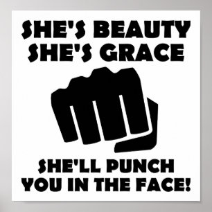 Póster Beauty Grace Punch Funny Poster