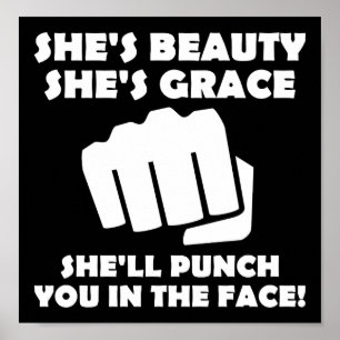 Póster Beauty Grace Punch Funny Poster blk
