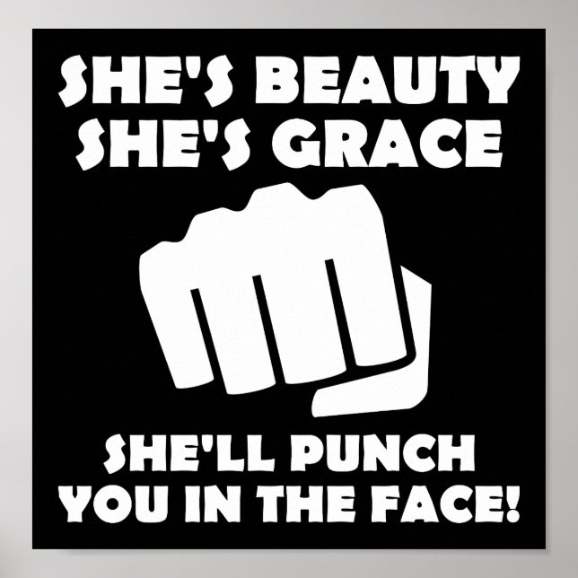 Póster Beauty Grace Punch Funny Poster blk (Frente)