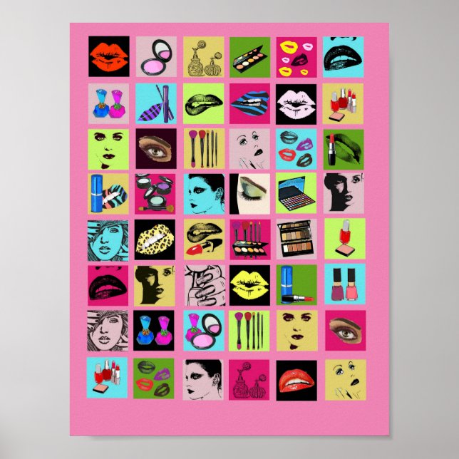 Póster Beauty Makeup Cosmetics mujeres se enfrentan a art (Frente)