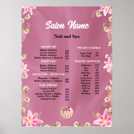 Póster Beauty Nail Salon Price List
