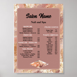 Póster Beauty Nail Salon Price List Marble