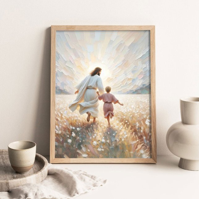 Póster Beauty of Faith, Christian Wall Art, Jesus and Boy (Subido por el creador)