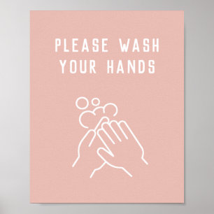 Póster Beauty Salon Hygiene Please Wash Your Hands