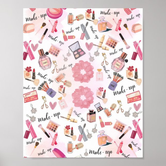 Póster "Beauty Station" Makeup Illustration Wall Art (Frente)