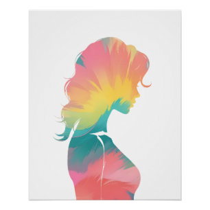Póster Beauty Woman Ilustracion Silhouette Style